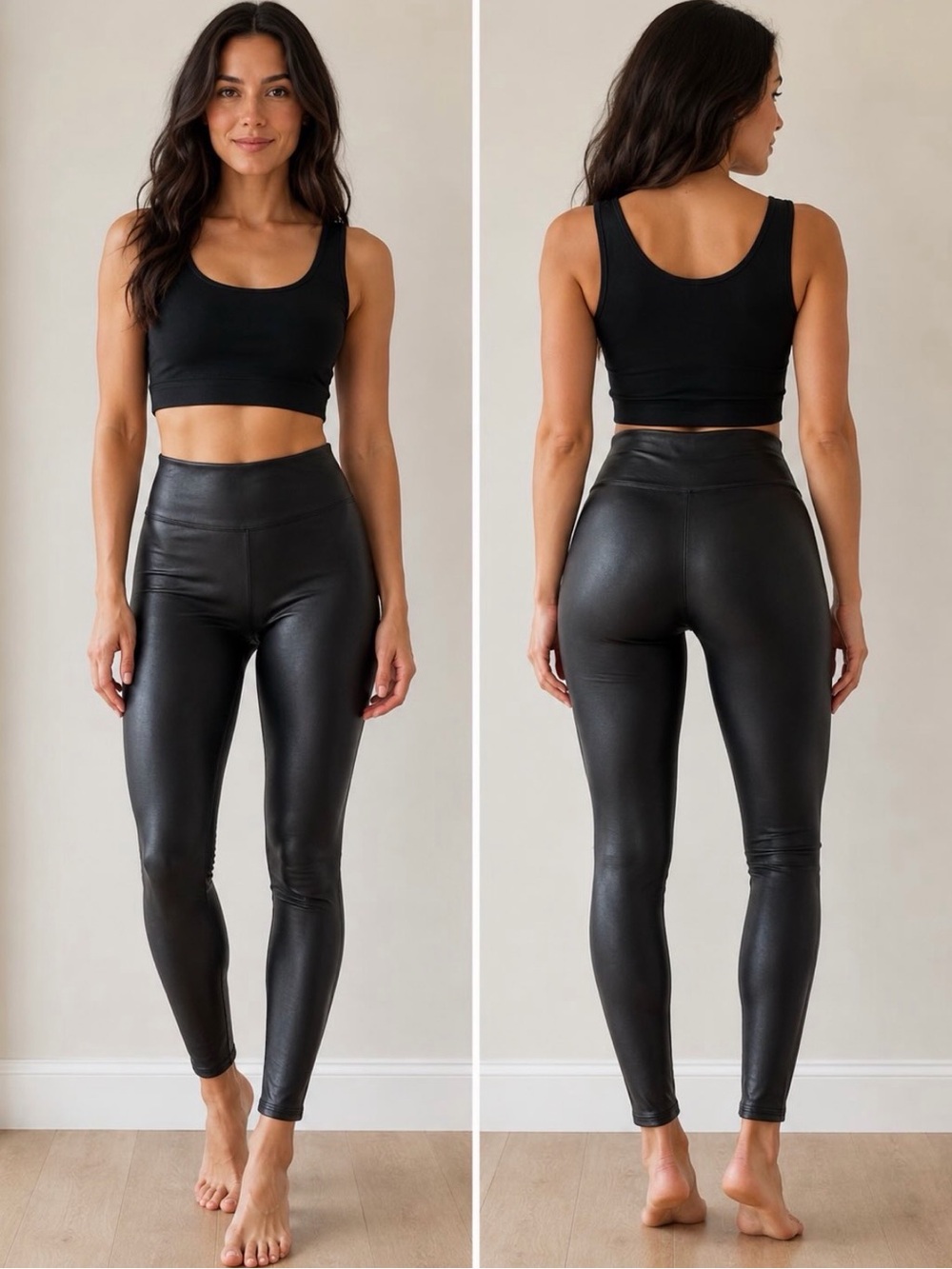 SPANX Faux Leather High-Rise Leggings - Black